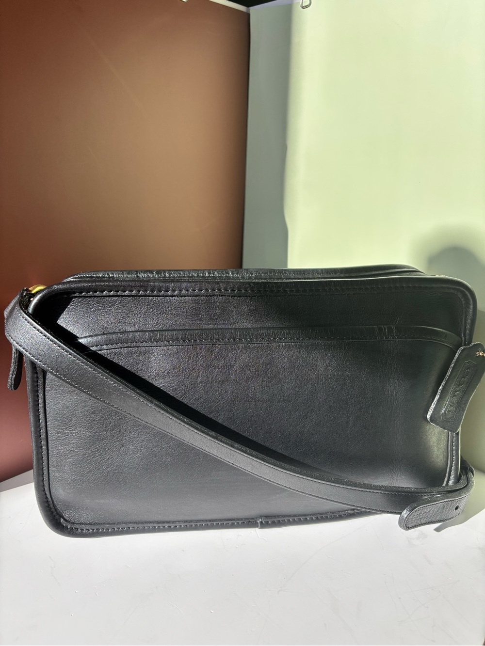 COACH Vintage Black Leather 9974 Swing-pack Crossbody Bag